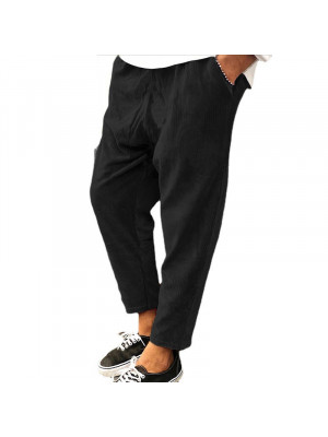 Mens Corduroy Harem Pants Causal Business Wide Leg Trousers Yoga Joggers Bottoms