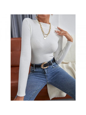 Womens Half Turtleneck Knitted Jumper T Shirt Ladies Fit Long Sleeve Blouse Tops