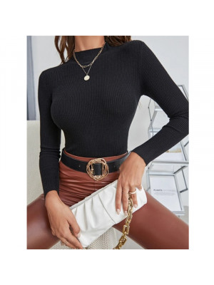 Womens Half Turtleneck Knitted Jumper T Shirt Ladies Fit Long Sleeve Blouse Tops