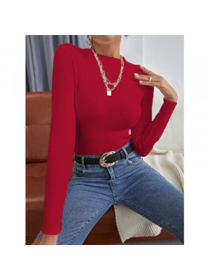 Womens Half Turtleneck Knitted Jumper T Shirt Ladies Fit Long Sleeve Blouse Tops