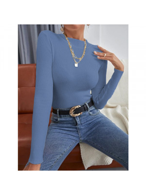 Womens Half Turtleneck Knitted Jumper T Shirt Ladies Fit Long Sleeve Blouse Tops