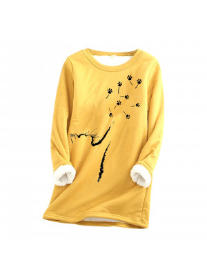 Womens Crew Neck Print Ladies Long Sleeves Pullover Casual Loose Tops Sweatshirt