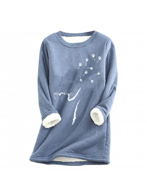 Womens Crew Neck Print Ladies Long Sleeves Pullover Casual Loose Tops Sweatshirt