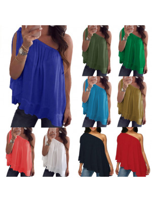 Plus Size Ladies Summer Chiffon Sleeveless T Shirt Blouse Womens Loose Vest Tops