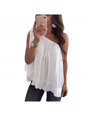 Plus Size Ladies Summer Chiffon Sleeveless T Shirt Blouse Womens Loose Vest Tops