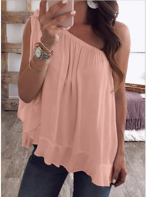 Plus Size Ladies Summer Chiffon Sleeveless T Shirt Blouse Womens Loose Vest Tops