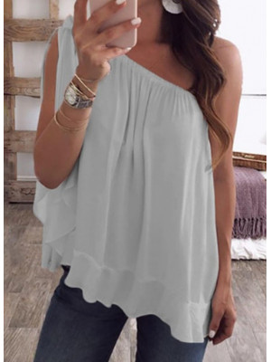 Plus Size Ladies Summer Chiffon Sleeveless T Shirt Blouse Womens Loose Vest Tops