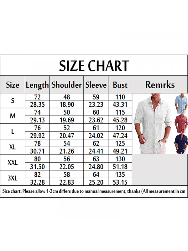 Casual Shirt Mens Linen Long Sleeve Summer Shirts Solid Loose Blouse V Neck Tops