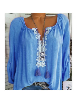 Women V Neck Top Blouse Ladies Short Sleeves Casual Boho Floral Shirts Plus Size