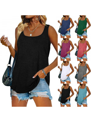 Plus Size Women's Sleeveless Summer T-Shirt Women Solid Color Tank Top Camisole