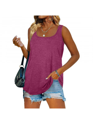 Plus Size Women's Sleeveless Summer T-Shirt Women Solid Color Tank Top Camisole