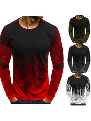 Mens Casual Long Sleeve T-shirt Slim Muscle Fit Top Crew Round Neck Tee Tops UK