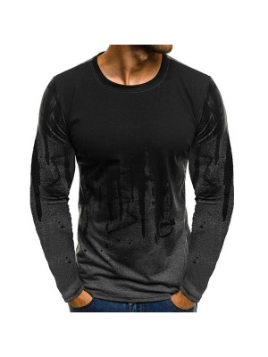 Mens Casual Long Sleeve T-shirt Slim Muscle Fit Top Crew Round Neck Tee Tops UK