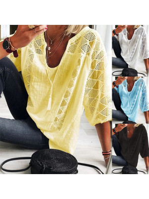 Women Baggy Top Plus Size Ladies Casual Loose Lace Tunic Blouse Cover Up T-Shirt