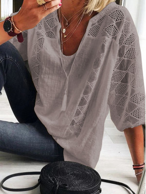 Women Baggy Top Plus Size Ladies Casual Loose Lace Tunic Blouse Cover Up T-Shirt