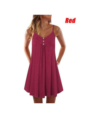 Womens Summer Sundress Ladies Beach Holiday Sleeveless Leisure Dress Plus Size