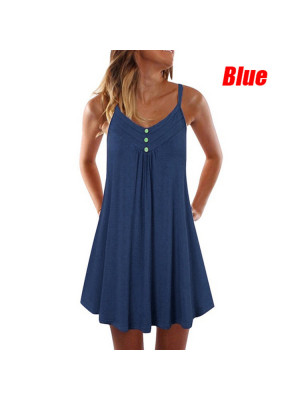 Womens Summer Sundress Ladies Beach Holiday Sleeveless Leisure Dress Plus Size