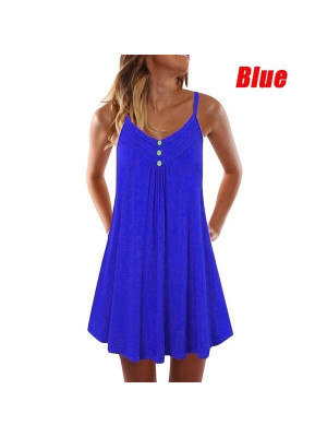 Womens Summer Sundress Ladies Beach Holiday Sleeveless Leisure Dress Plus Size