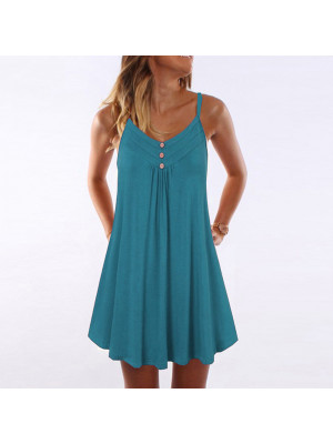 Womens Summer Sundress Ladies Beach Holiday Sleeveless Leisure Dress Plus Size