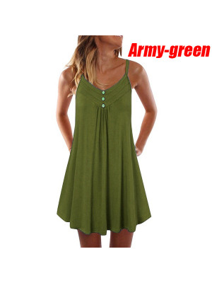 Womens Summer Sundress Ladies Beach Holiday Sleeveless Leisure Dress Plus Size