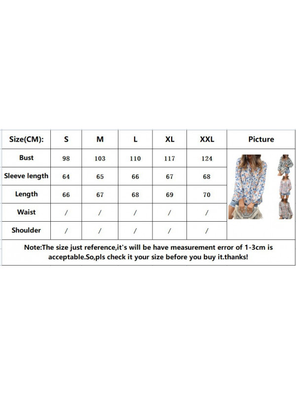 Womens Chiffon Print Tops Casual Sexy Blouse Tee Ladies Deep V-Neck Loose Shirt