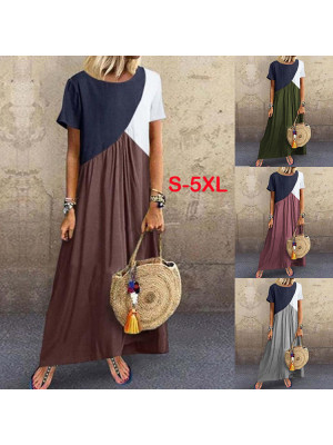 Womens Summer Beach Casual Maxi Dress Ladies Holiday Long Sundress Plus Size