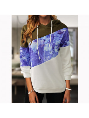 Womens Splicing Casual Sweatshirt Blouse Tops Ladies Long Sleeve Hoodies T Shirt