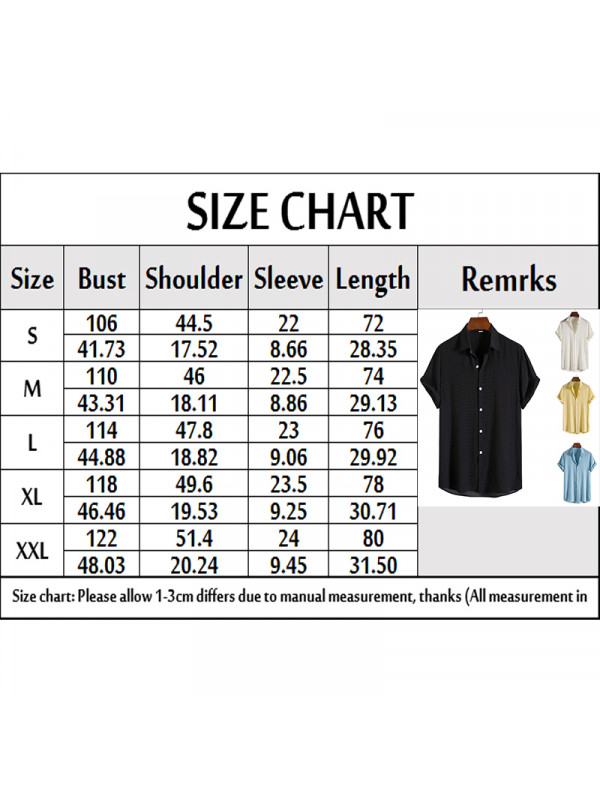 Mens Summer Short Sleeve Top Solid Shirts Casual Fit Formal Dress Button Tee