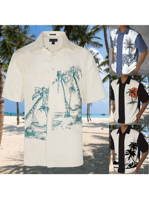 Hawaiian Mens Summer Tops Button Beach Holiday Short Sleeve Blouse T-Shirts