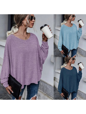 Womens Casual T Shirt Lacing Pullover Blouse Ladies Loose Long Sleeve Tops Tee