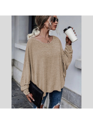 Womens Casual T Shirt Lacing Pullover Blouse Ladies Loose Long Sleeve Tops Tee