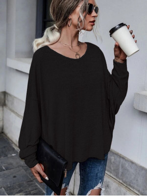 Womens Casual T Shirt Lacing Pullover Blouse Ladies Loose Long Sleeve Tops Tee