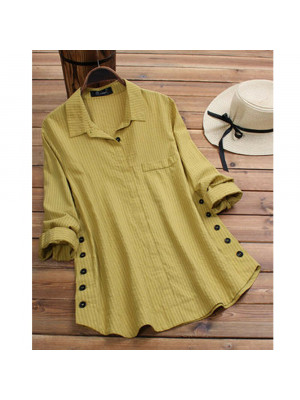 Womens Long Sleeve Stripe Plaid T-Shirt Tops Ladies Summer Casual Loose Blouse