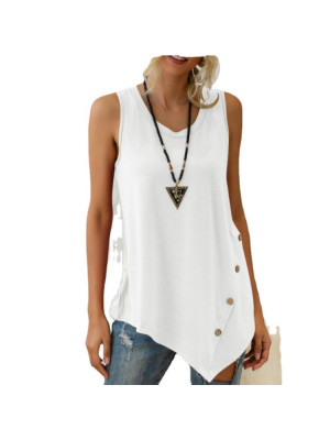 Plus Size Ladies Casual Baggy Sleeveless Tops Womens Crew Neck Summer Tank Vest