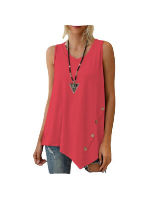 Plus Size Ladies Casual Baggy Sleeveless Tops Womens Crew Neck Summer Tank Vest