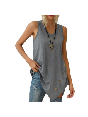 Plus Size Ladies Casual Baggy Sleeveless Tops Womens Crew Neck Summer Tank Vest