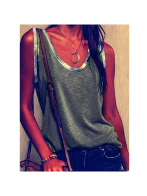 Ladies Sleeveless Solid Tops Women Casual Baggy Tank Summer Vest Crew Neck Cami