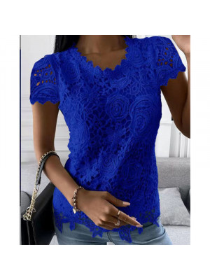 Womens Lace Short Sleeve Tops Vest Ladies Summer Casual Tank Tee Blouse T-shirt