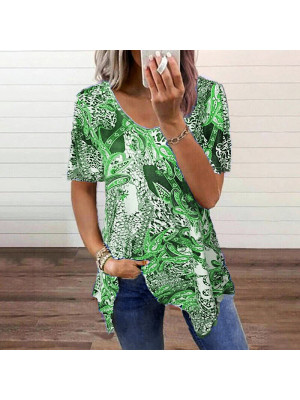 Ladies Short Sleeve Summer Casual Tops Women Crew Neck Loose Shirts Summer Tees