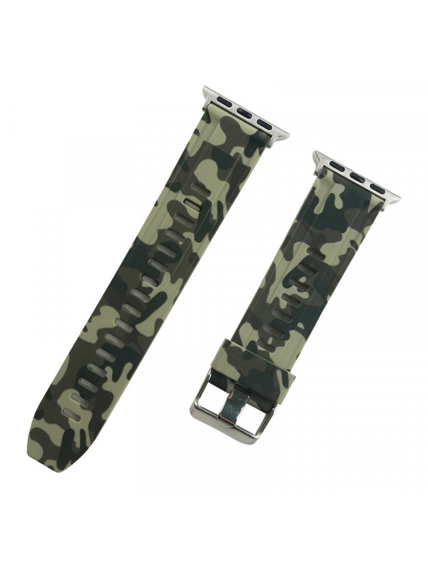 Camouflage Printed Silicone Watch Band Wrist Strap Belt For iWatch 38 40 42 44mm