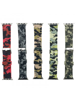 Camouflage Printed Silicone Watch Band Wrist Strap Belt For iWatch 38 40 42 44mm