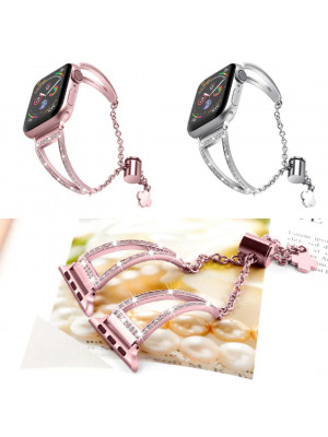 Pink Diamond Stainless Steel Metal Watch Band Strap For Apple iWatch 38 40 42 44mm UK