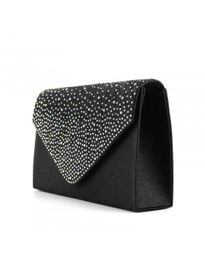 Women's Satin diamante Clutch Bag Evening Bridal Wedding Fashion Prom Handbag 