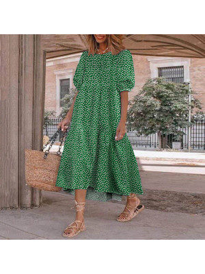 Womens Summer Polka Dot Maxi Dress Ladies Beach Holiday Long Dresses Sundress