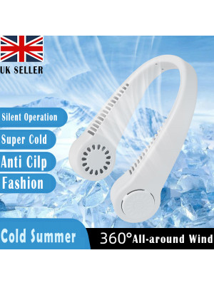 Mini Neck Fan Portable Hanging USB Rechargeable Air Cooler Bladeless Fan 3 Speed