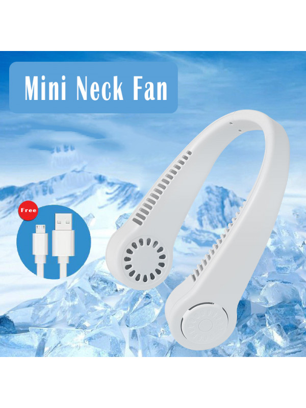 Mini Neck Fan Portable Hanging USB Rechargeable Air Cooler Bladeless Fan 3 Speed