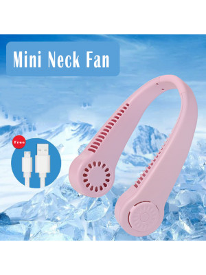 Mini Neck Fan Portable Hanging USB Rechargeable Air Cooler Bladeless Fan 3 Speed