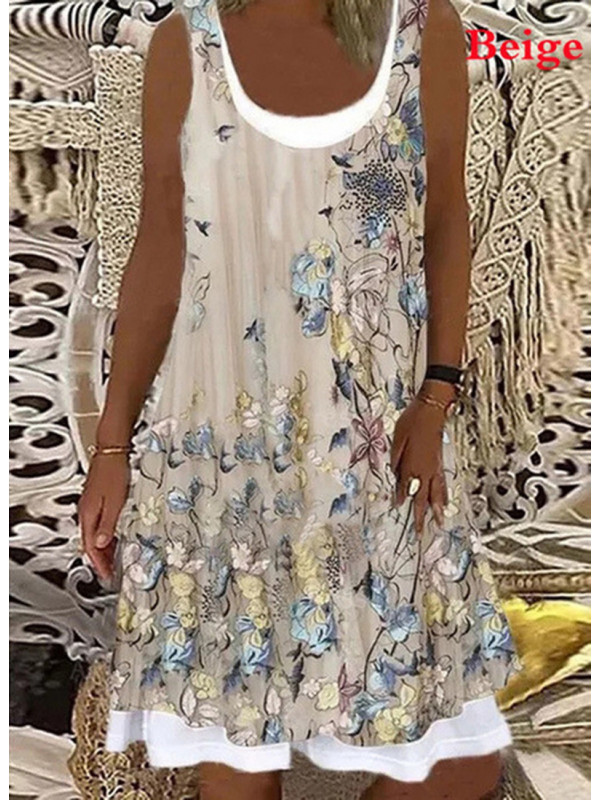 Women Summer Holiday Dress Ladies Boho Beach Loose Floral Sun Dresses Size 6-20