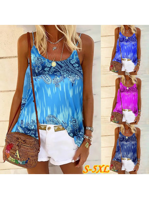 Women Strappy Sleeveless Tank Tops Ladies Summer Crew Neck Vest