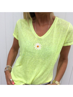 Womens Summer V Neck Print Tops Blouse Lady Casual Short Sleeve T Shirts 6-22